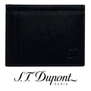 S.T. Dupont 093004B Outlet SLG Grained Blue Leather Men Credit Card Holder
